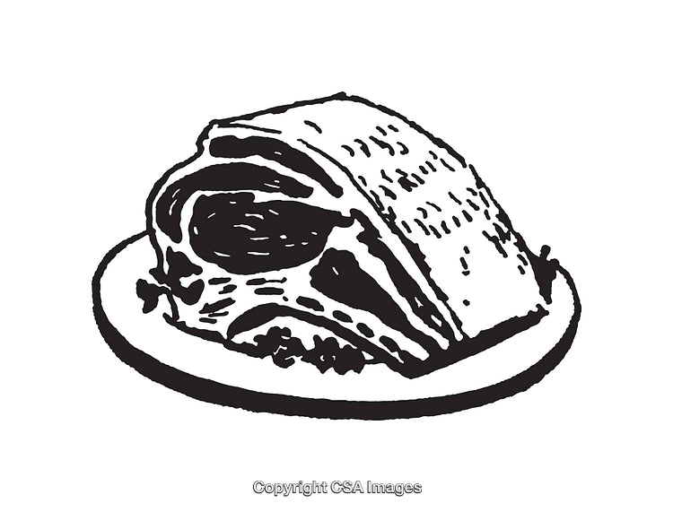 Black and White Line Art of a Pastry Serving on a Plate
