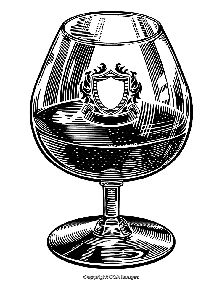 Vintage Engraving of a Brandy Snifter With Artistic Details