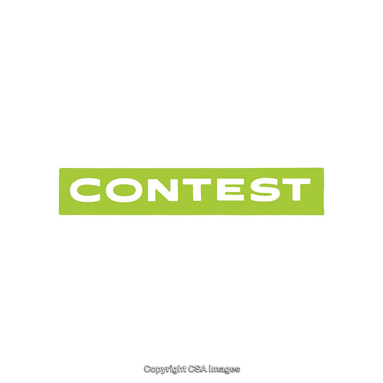 Green Rectangle Highlighting the Word Contest on White Background
