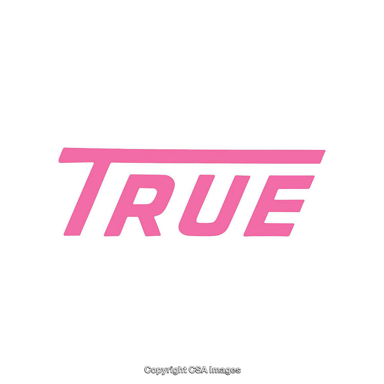 Pink True Text Logo with Bold Typeface on White Background