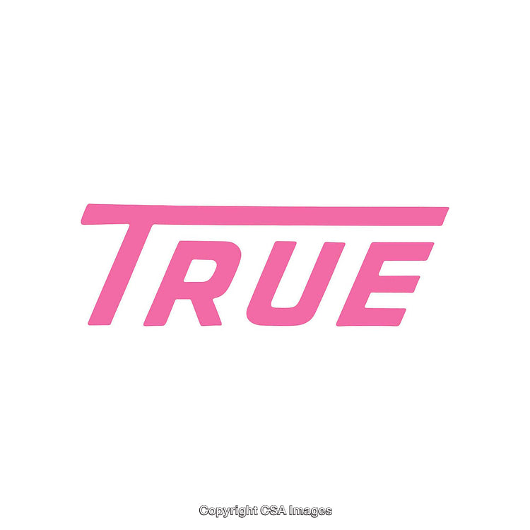 Pink True Text Logo with Bold Typeface on White Background