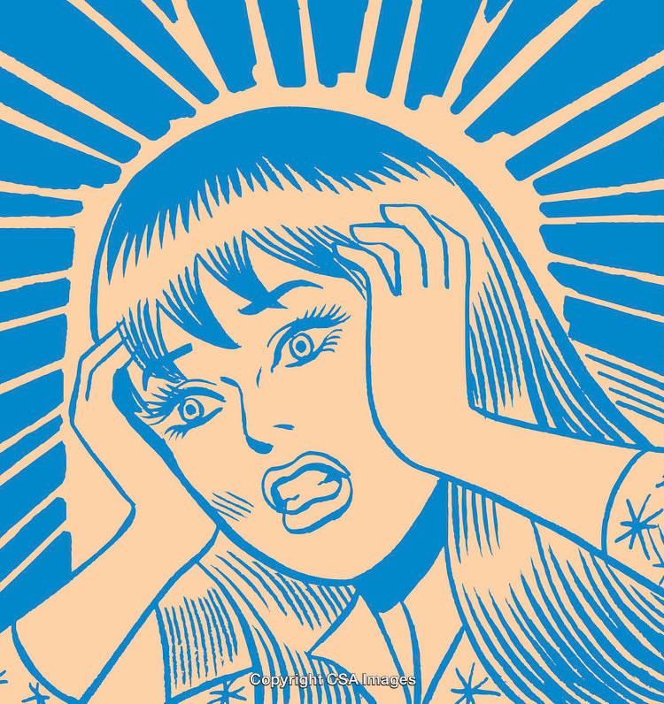Pop Art Style Illustration of a Woman Expressing Shock and Stress