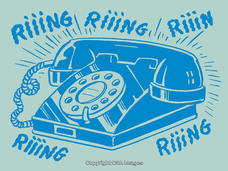 Illustration of a Retro Rotary Telephone Ringing with Illuminated Sound Effects