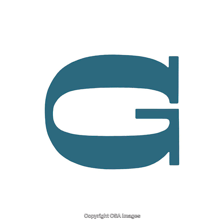Stylized Uppercase Letter G in Teal on White Background