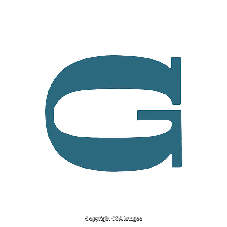 Stylized Uppercase Letter G in Teal on White Background
