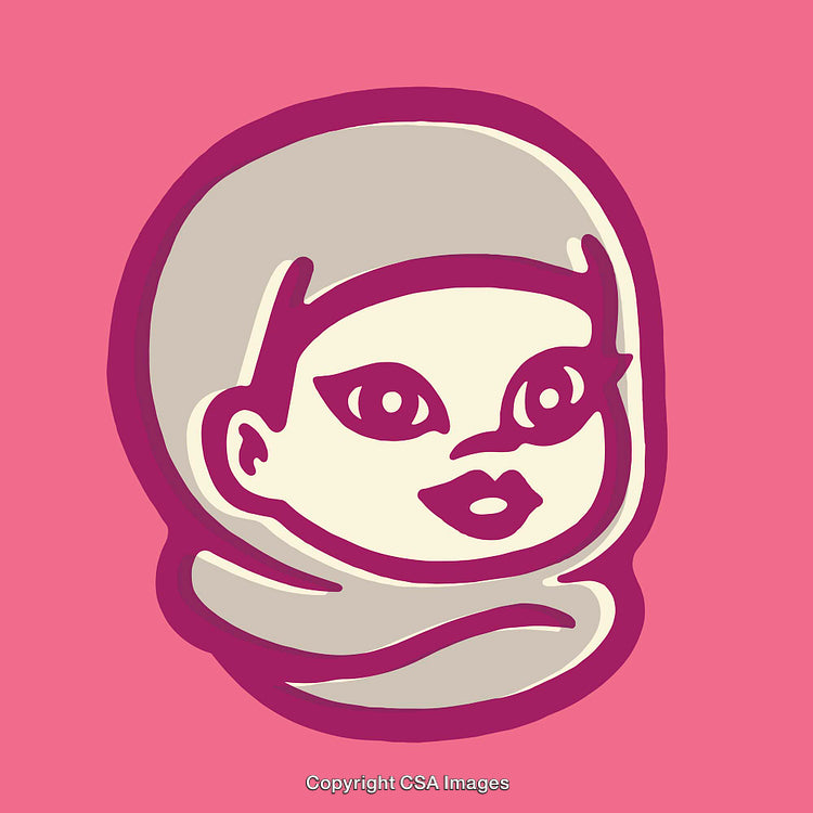 Colorful Minimalist Portrait Illustration of a Smiling Woman Face Icon