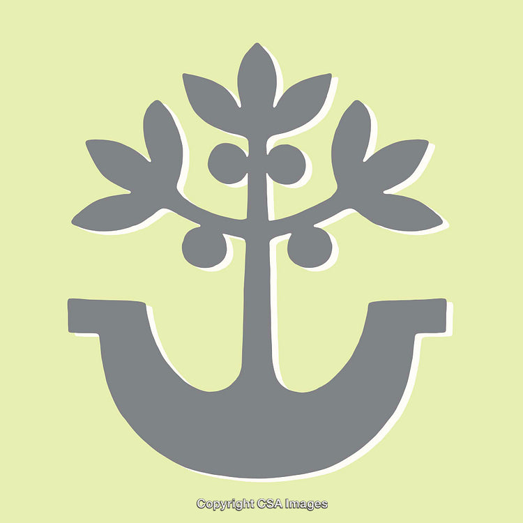 Stylized Illustration of Olive Tree on Soft Yellow Background