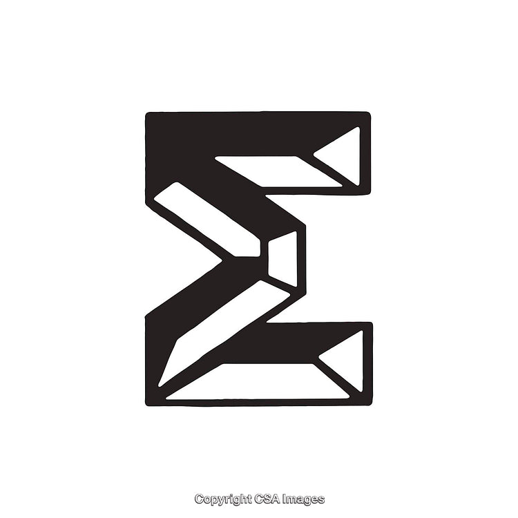 Bold Black Geometric Symbol Sigma in Greek Typography