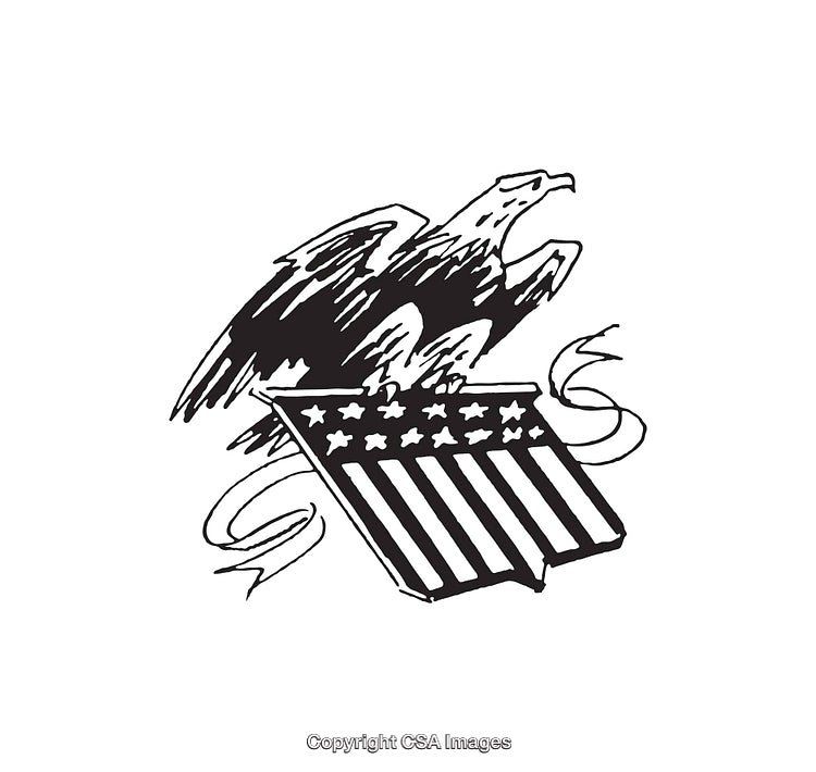 Eagle and Patriotic Flag Illustration Capturing Strength and National Pride