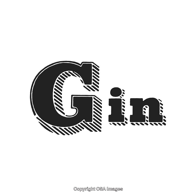 Vintage Styled Text Illustration for Gin with Decorative Graphics