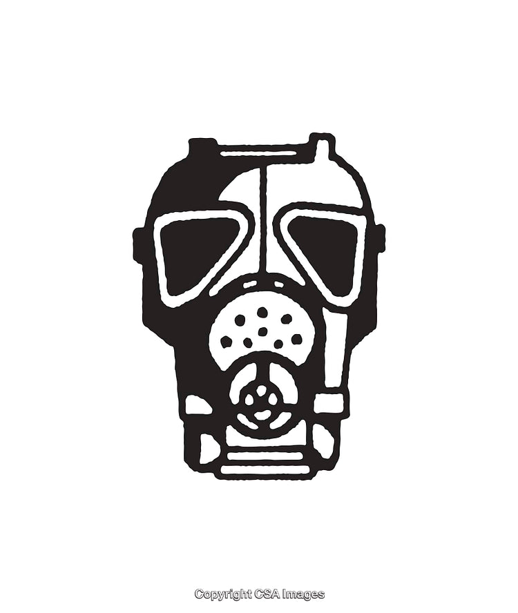 Black and White Vector Illustration of a Gas Mask Symbol