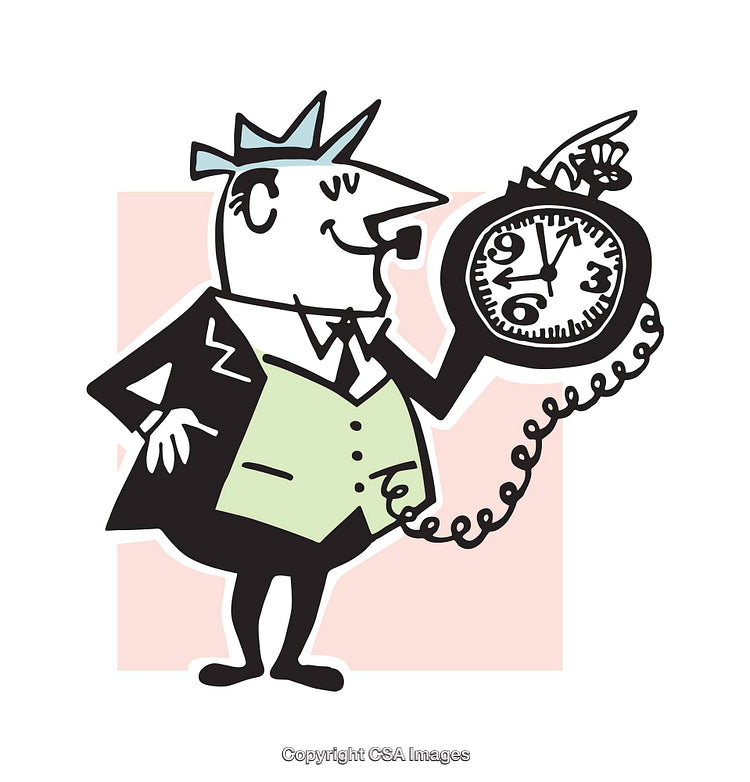 Cartoon Businessman with Clock Phone Illustration