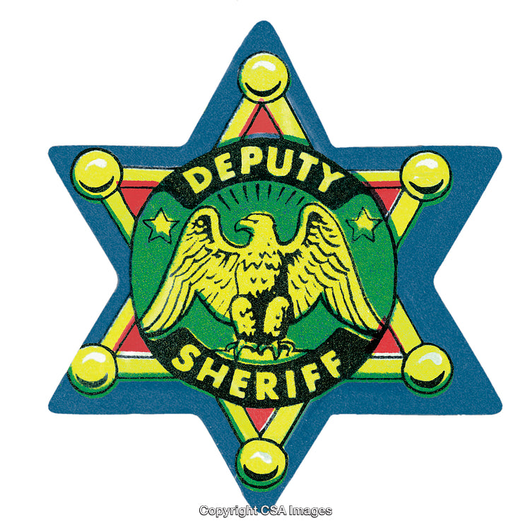 Illustrated Deputy Sheriff Star Badge with Colorful Eagle Design