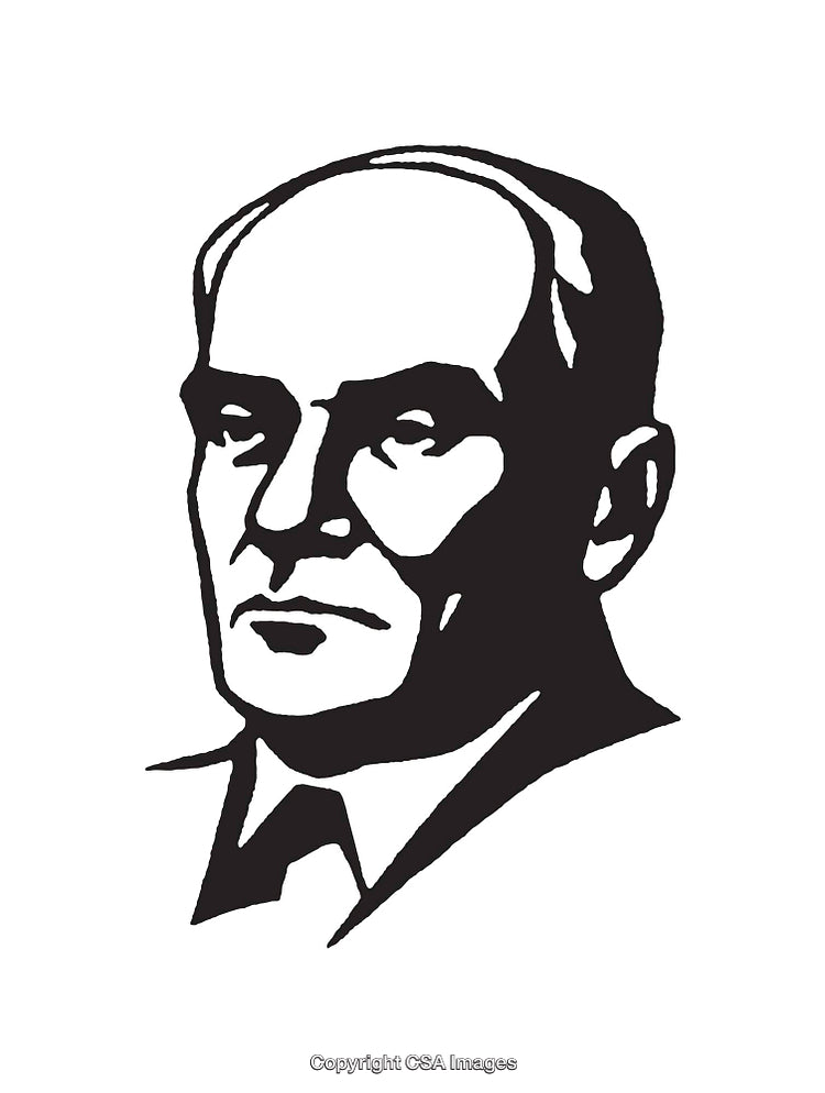 Black and White Illustration of a Serious Expressions Portrait
