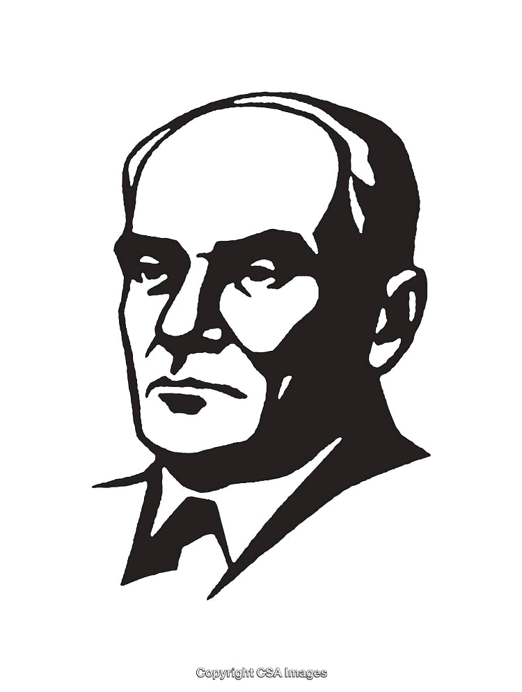 Black and White Illustration of a Serious Expressions Portrait