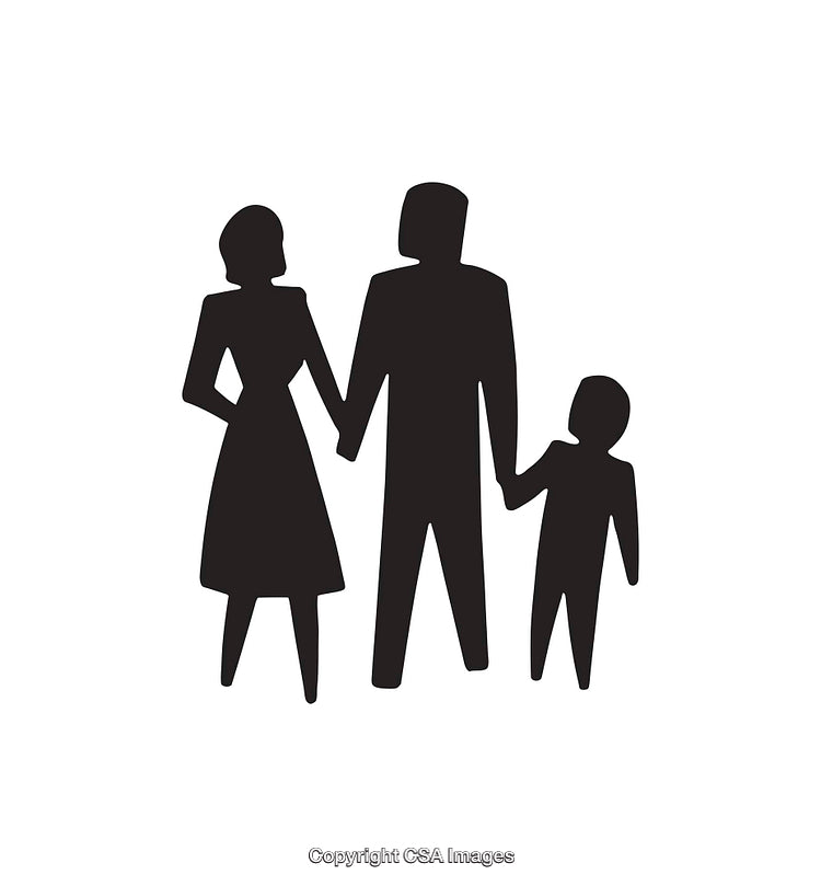 Silhouette of a Family Holding Hands Symbolizing Love and Togetherness