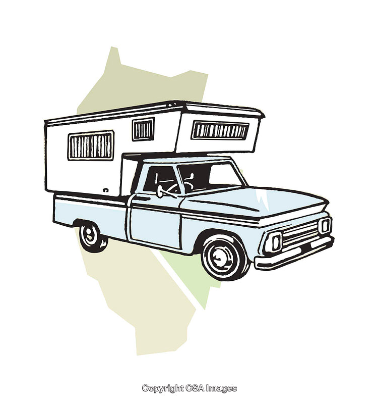 Vintage Style Illustration of Camper Truck for Adventure Concepts