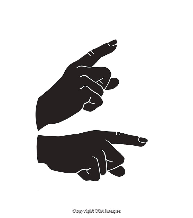 Black and White Hand Illustrations in Line Art Style with Index Pointing
