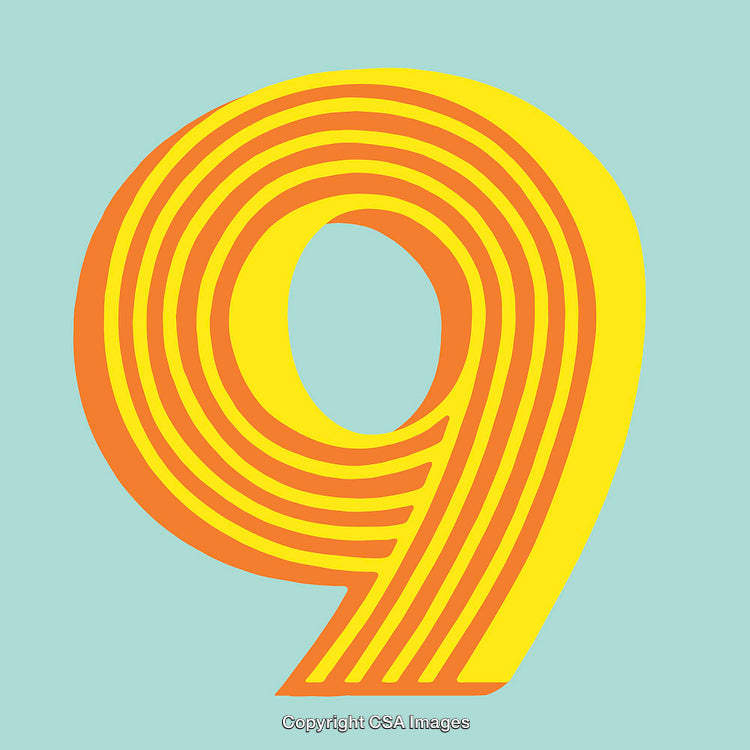 Creative Abstract Illustration of the Number Nine in Vibrant Colors
