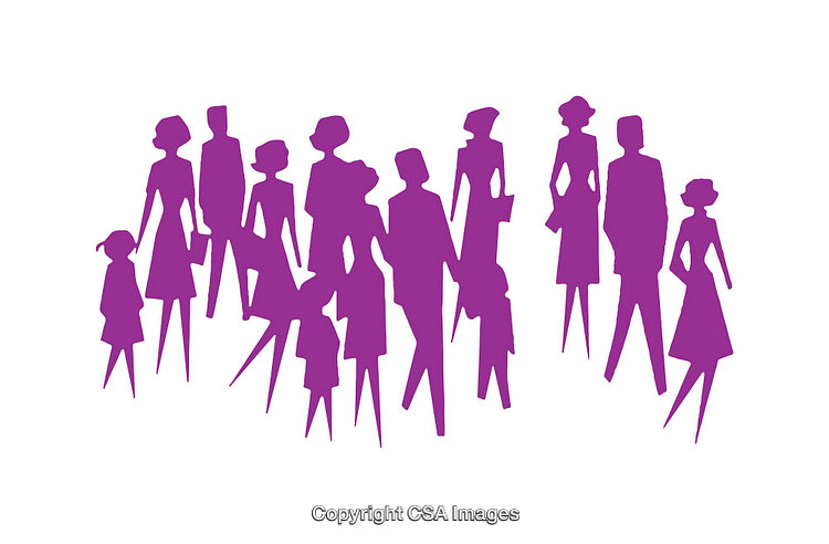 Silhouettes of People in Purple on a White Background