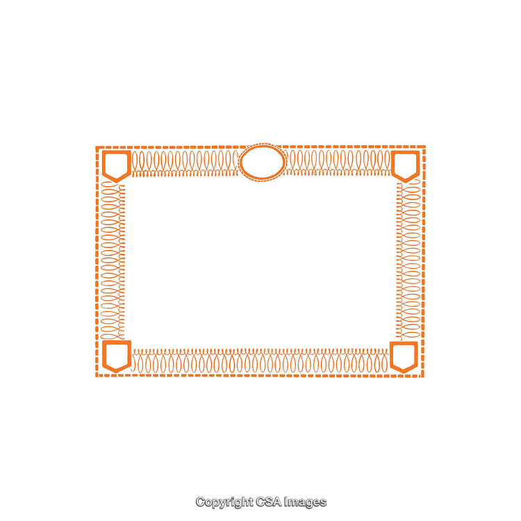 Ornate Orange Border Frame With Decorative Patterns and Shield Elements