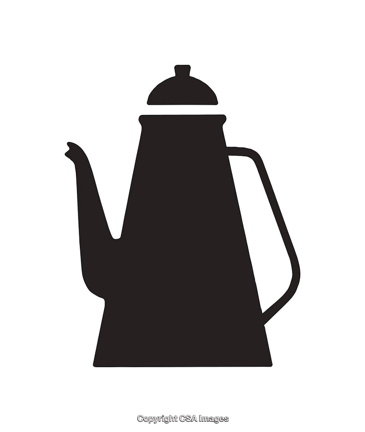 Simple Black and White Silhouette of a Traditional Coffee Pot