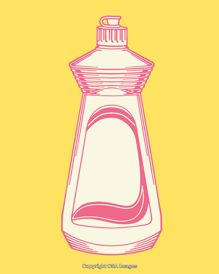Minimalist Pink Bottle Illustration on Yellow Background