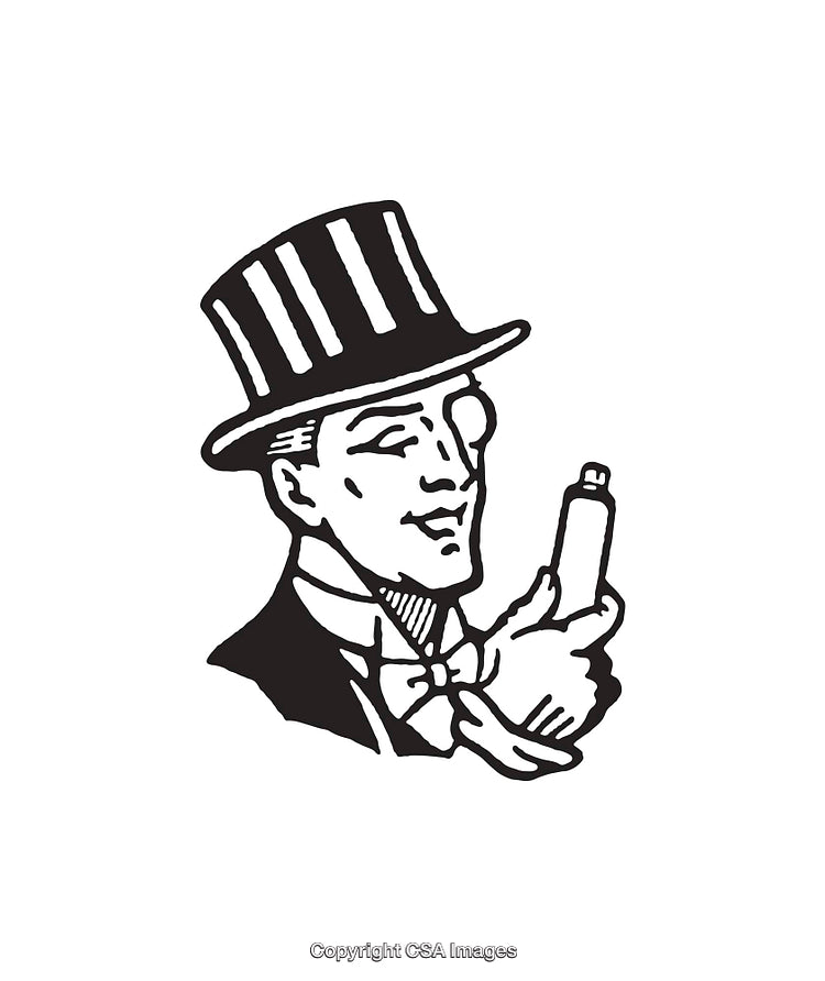 Vintage Illustration of a Gentleman Holding a Bottle with a Confident Pose