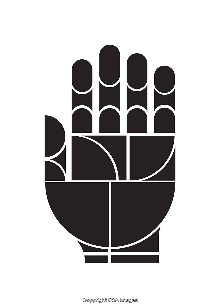 Abstract Black and White Geometric Hand Symbol Design Vector Art
