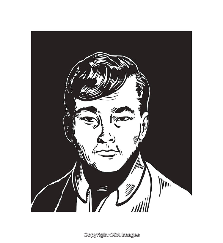 Black and White Line Drawing of a Man's Portrait