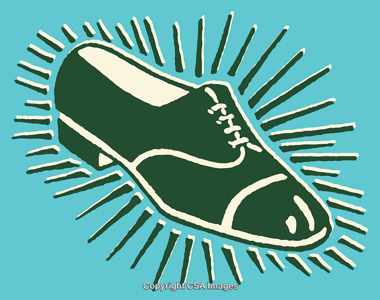 Vintage Line Art Illustration of a Stylish Leather Shoe with Radiant Accents