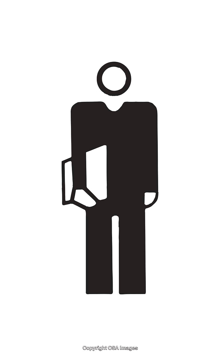 Black And White Icon of a Person Holding a Book or File
