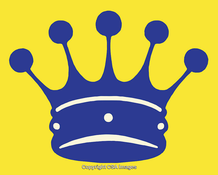 Blue Crown Icon on Yellow Background in Minimalist Design