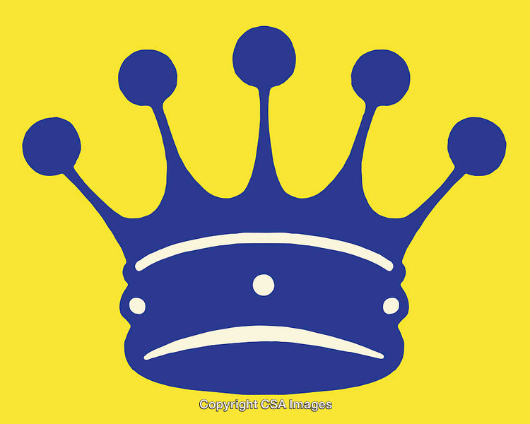 Blue Crown Icon on Yellow Background in Minimalist Design