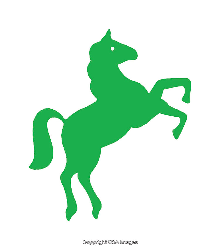 Green Silhouette of a Rearing Horse on a White Background