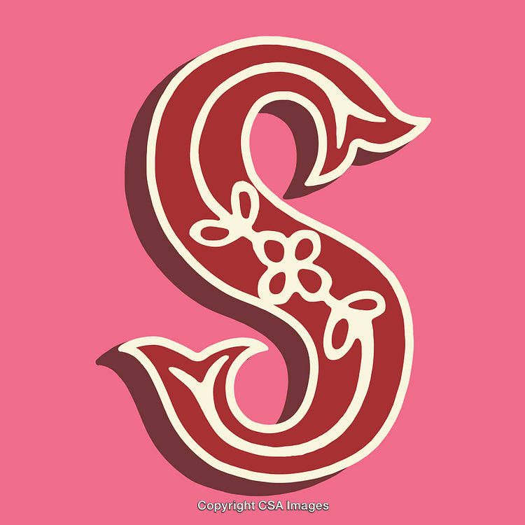 Decorative Letter S With Unique Pattern on a Pink Background