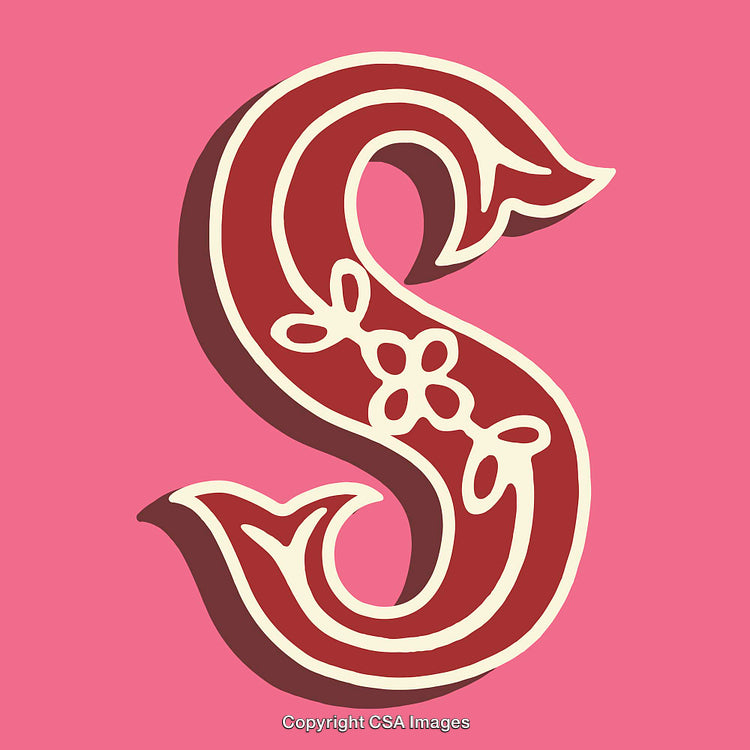 Decorative Letter S With Unique Pattern on a Pink Background