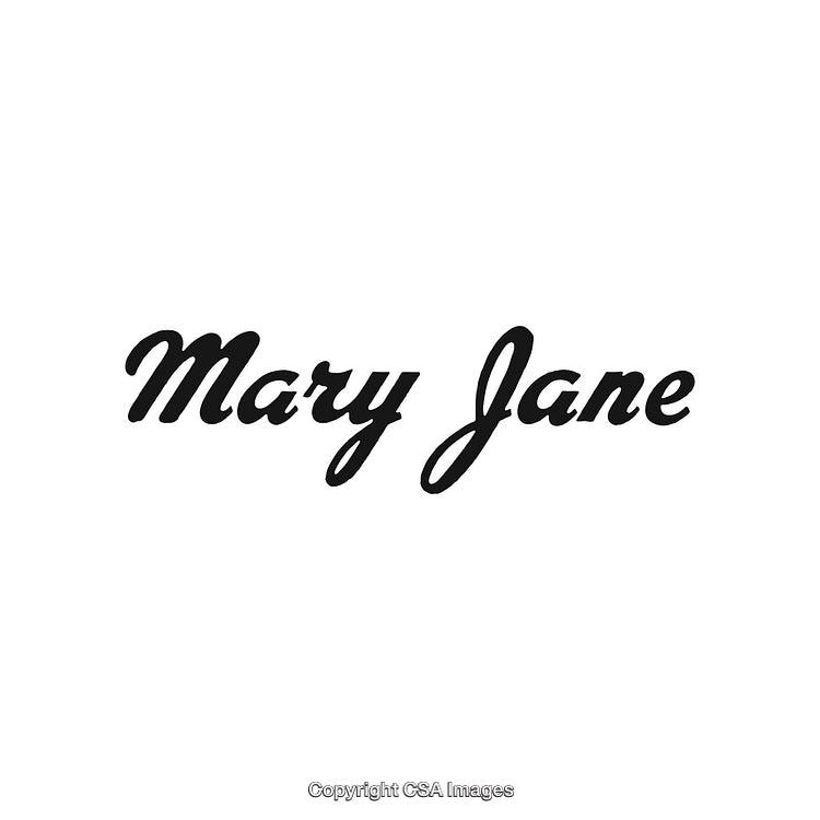 Elegant Script Displaying the 'Mary Jane' Text on White Background