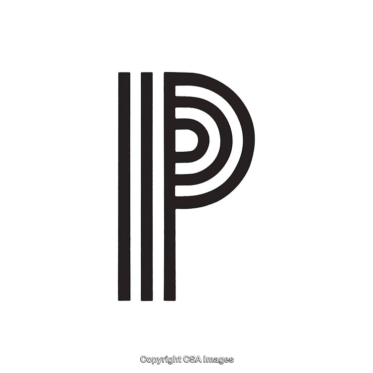 Stylized Letter P in a Minimalist Black and White Design
