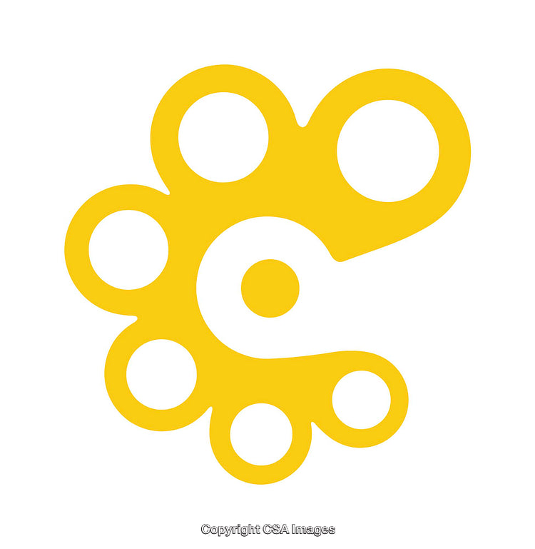 Yellow Abstract Icon Featuring Circular Patterns and Minimalistic Design