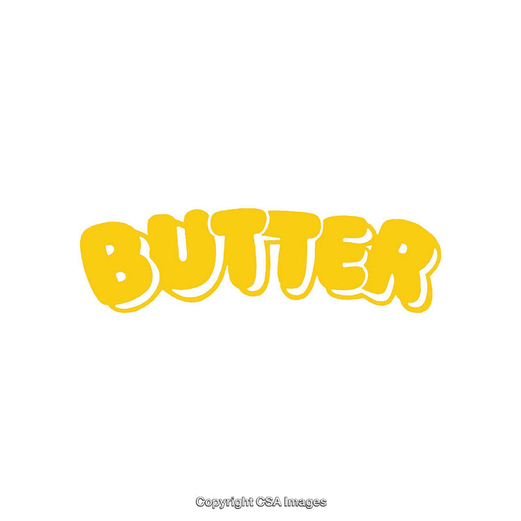 Yellow Butter-Inspired Text Design on White Background in Bold Style