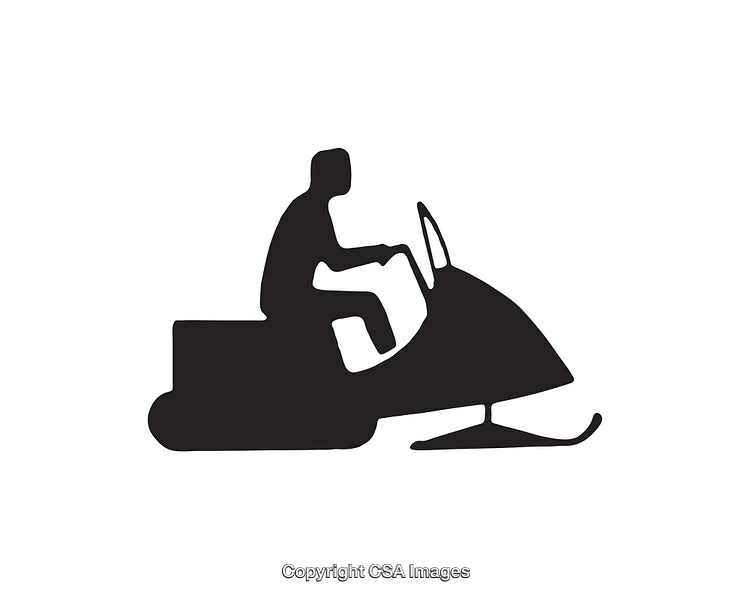 Silhouette of a Snowmobile Icon in Minimalist Black and White Design