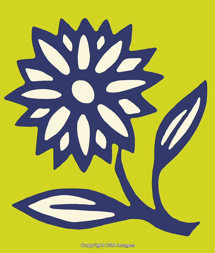 Bold Floral Line Art Illustration on Vibrant Green Background