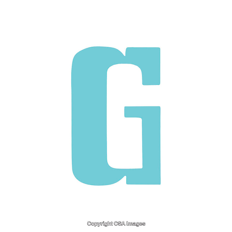 Illustration of a Bold Light Cyan Letter G with White Background