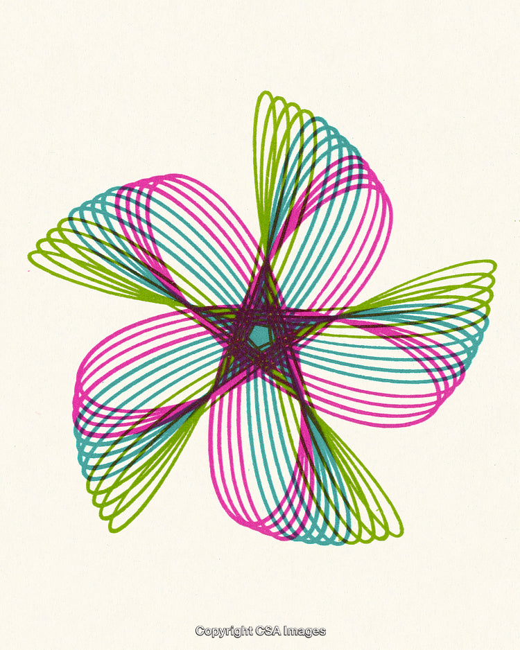 Colorful Abstract Geometric Art Featuring Vibrant Overlapping Spirals and Star Patterns