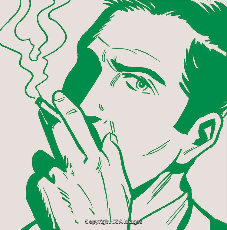 Retro Illustration of a Man Smoking with Vintage Style Art