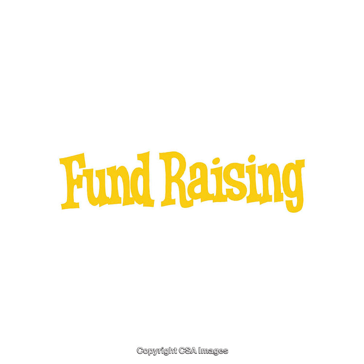 Fund Raising Graphic with Yellow Font on White Background