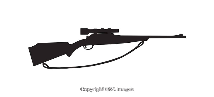 Silhouetted Rifle Illustration with Scope in Minimalistic Design