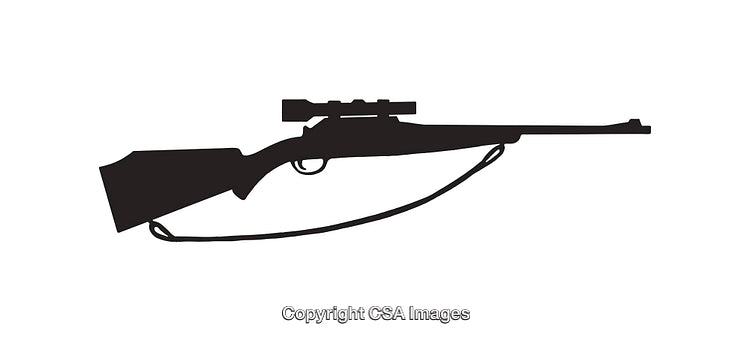 Silhouetted Rifle Illustration with Scope in Minimalistic Design
