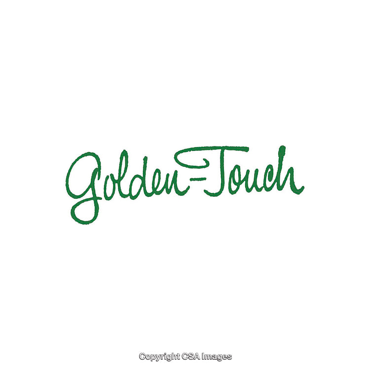 Green Script Lettering Displaying 'Golden-Touch' with Simple Artistic Style